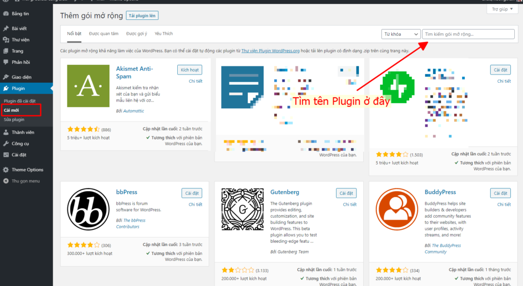 Cài đặt Plugin bằng Tìm kiếm Plugin WordPress